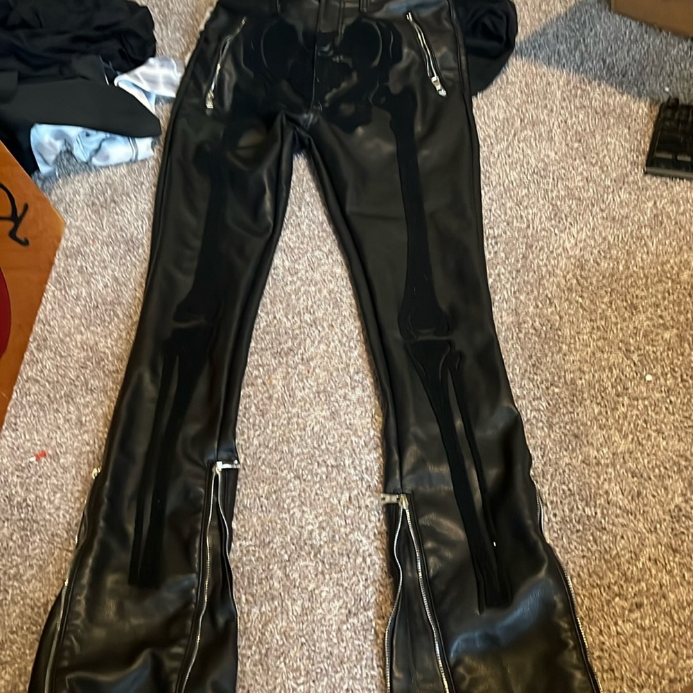 Guapi all leather skeleton stacked jeans